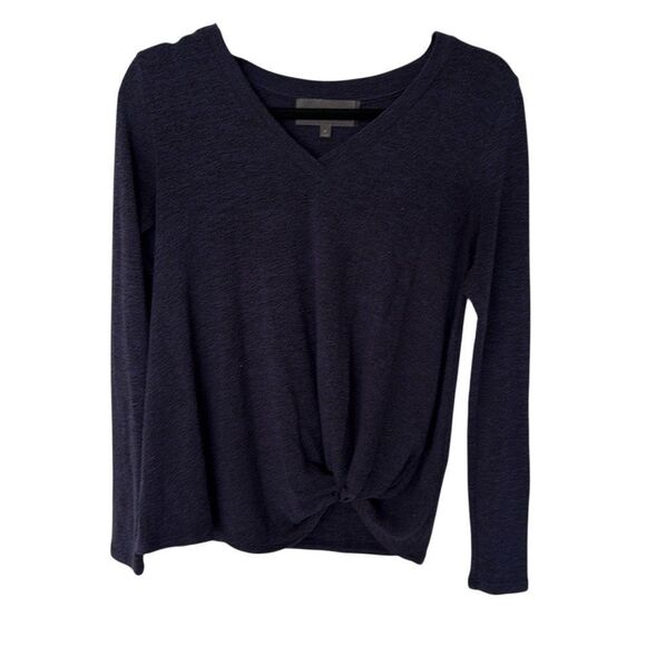 Anthropologie Sunday in Brooklyn Heathered Navy Twist Knot Long Sleeve Top XS - Picture 1 of 8
